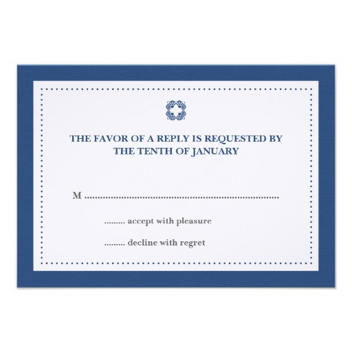 Navy blue dotted border wedding rsvp response invites