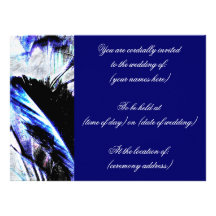 Navy Blue Feather Wedding Invitations