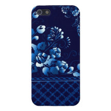 Navy Blue  Flowers iPhone 5 Covers