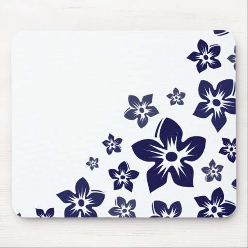 navy blue flowers mouse mat