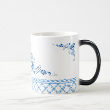 Navy Blue  Flowers Mugs