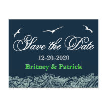 Navy Blue & Green Nautical Wedding Save the Dates