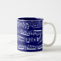 Navy blue music notes mug