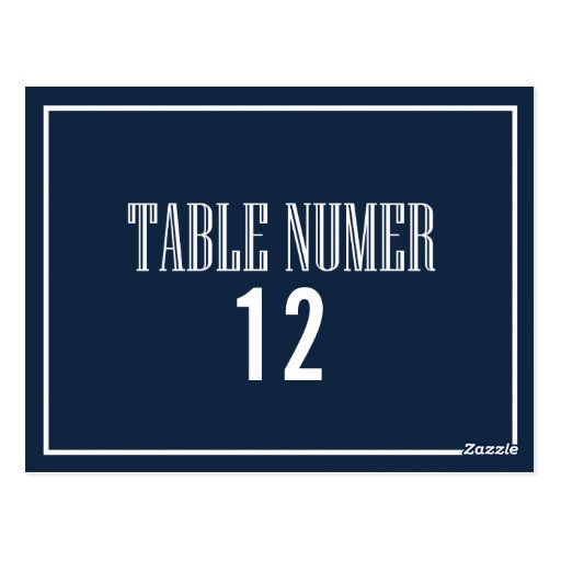 Navy Blue Old Fashion Table Number Postcard