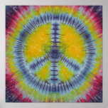 Navy Blue Peace Sign Tie Dye posters