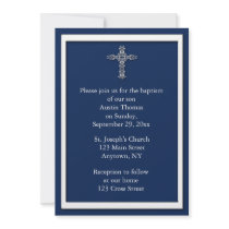 Navy Blue Religious Invitation