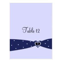 Navy Blue Ribbon Table Seating Card Post Cards