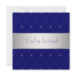 Navy Blue Silver Blue Corporate Party Personalized Invite