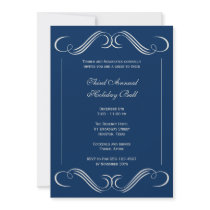 Navy blue symphony flourish corporate event party personalized announcements