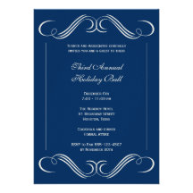 Navy blue symphony flourish corporate event party personalized announcements