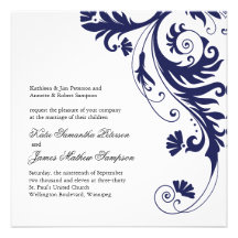 Navy Blue Wedding Invitations