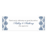 Navy Blue White Damask Floral Wedding Favour Tags Business Cards