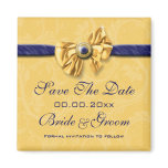 Navy blue yellow "save the date" wedding refrigerator magnets