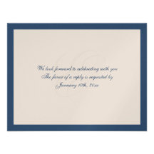 Navy border shimmer traditional wedding response custom invitation