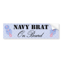 Navy Brat On Board Blue Rattle Bumper Sticker
