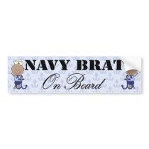 Navy Brat On Board Boy (Dark Skin) Bumper Sticker