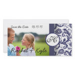 Navy Damask Save the Date photo cards