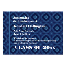 Navy Diamonds New Grad Announcement Any Year G210
