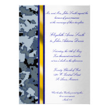 Navy Digital Camouflage Wedding Invitation