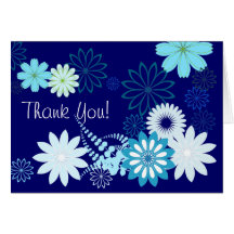 Navy Floral Thank You Card
