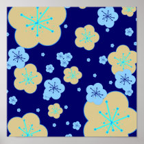 NAVY GINGER BLOSSOMS POSTER