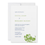 Navy green peacock garden chic wedding invitation