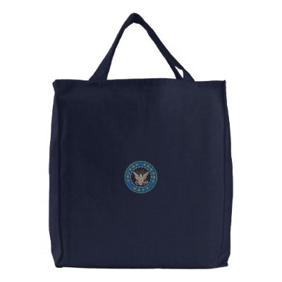 Navy Logo Embroidered Tote Bag