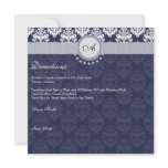 Navy/Midnight - Damask Wedding Directions Cards Custom Invitations