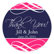 Navy Pink Thank You Favour Labels Wedding Stickers