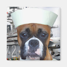 Navy Sailor Boxer Dog magnet