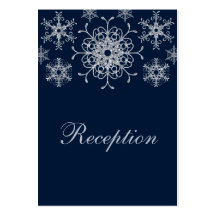 Navy Silver Glitter LOOK Snowflakes Enclosure Card Business Card Templates