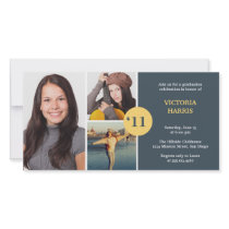Navy simply collage class of grad announcement personalised photo card