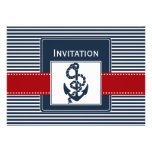 navy stripes, anchor, nautical wedding invites