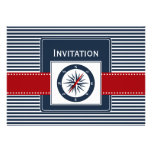 navy stripes, compass, nautical wedding invites