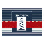 navy stripes,lighthouse, nautical wedding invites