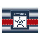 navy stripes, rudder, nautical wedding invites