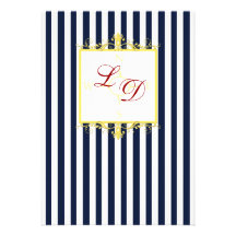 Navy White Yellow Red Stripes & Scrolls Invite II