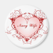 Navy Wife Heart Fridge Magnet
