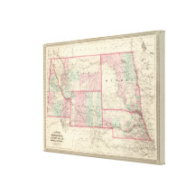 Nebraska, Dakota, Idaho, Montana, and Wyoming Gallery Wrap Canvas