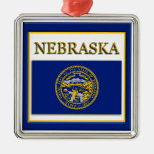 Nebraska State Flag Christmas Ornament
