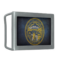 Nebraska state flag rectangular belt buckles
