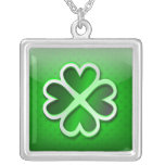 Necklace glossy green quatrefoil St. Patrick's Day