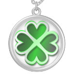 Necklace glossy green quatrefoil St. Patrick's Day