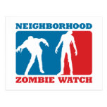 Neighbourhood Zombie Watch - Red and Blue Postcard