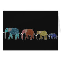 Neon African Elephant Walk Greeting Card