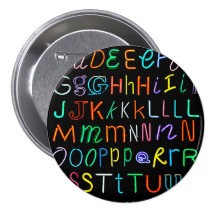 Neon Alphabet Pinback Button