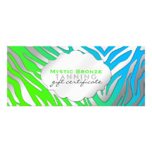 Neon Blue & Green Zebra Print Gift Certificates Personalized Invite