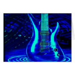 Neon blue guitar card