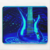 Neon blue guitar mousepads
