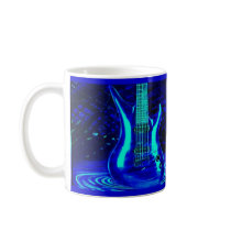 Neon blue guitar mug